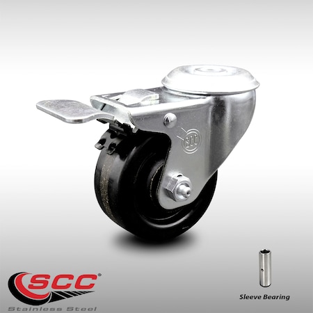 Service Caster 3 Inch SS Phenolic Wheel Swivel Bolt Hole Caster with Total Lock Brake SCC SCC-SSBHTTL20S314-PHS